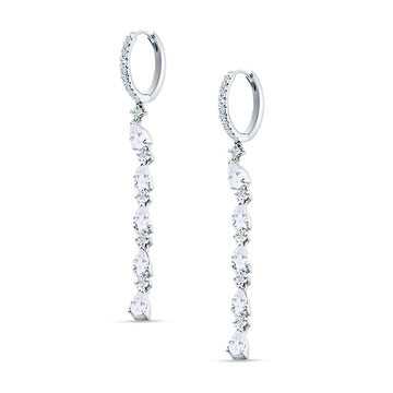 Drop Dangle Hoop Earring Pear Cubic Zirconia 925 Sterling Silver Wholesale